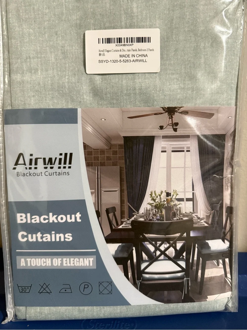 Light Teal Blackout Curtain Panel - Elegant Light Blue-Green